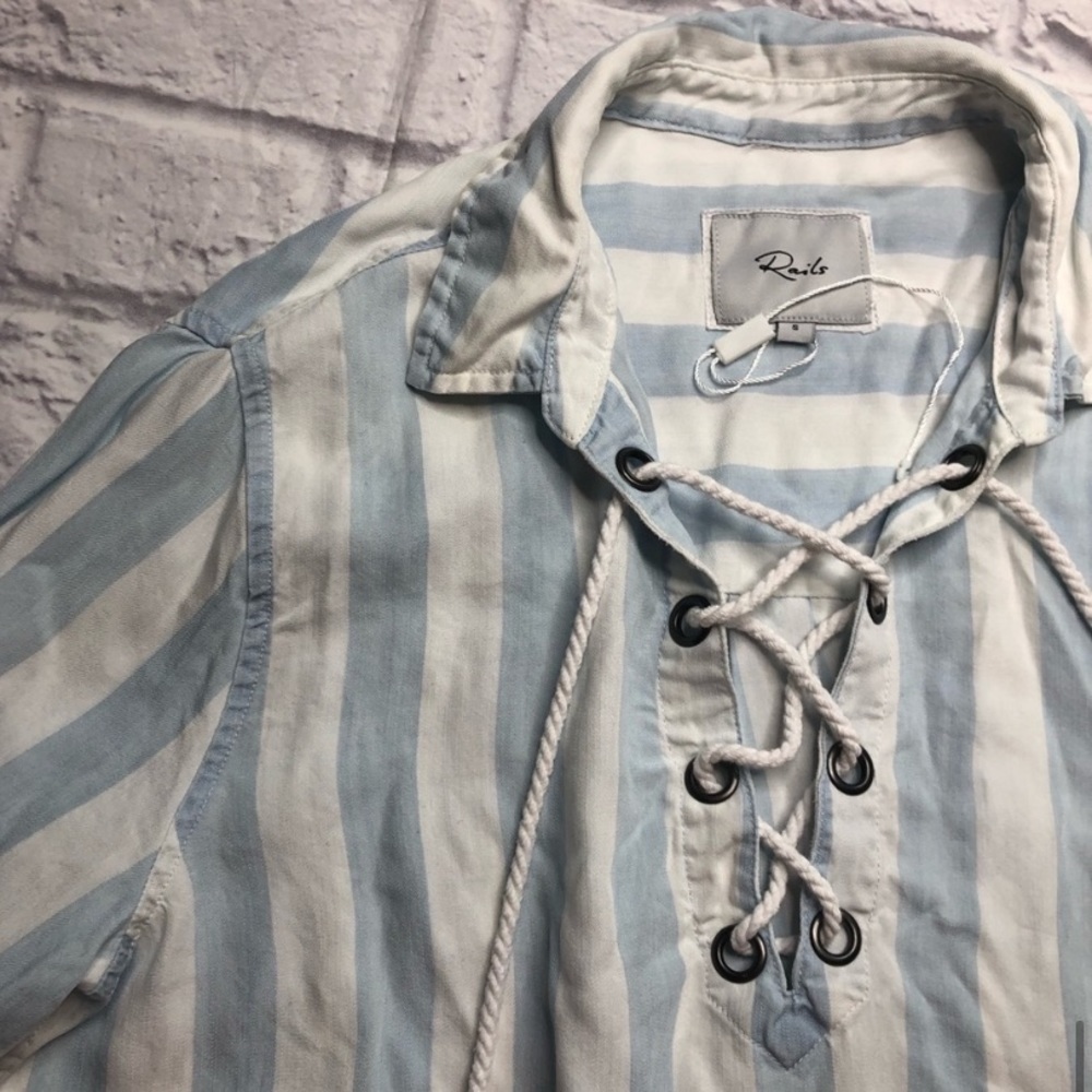 Rails Uli Lace Up Nautical Stencil Tunic Top Long… - image 7